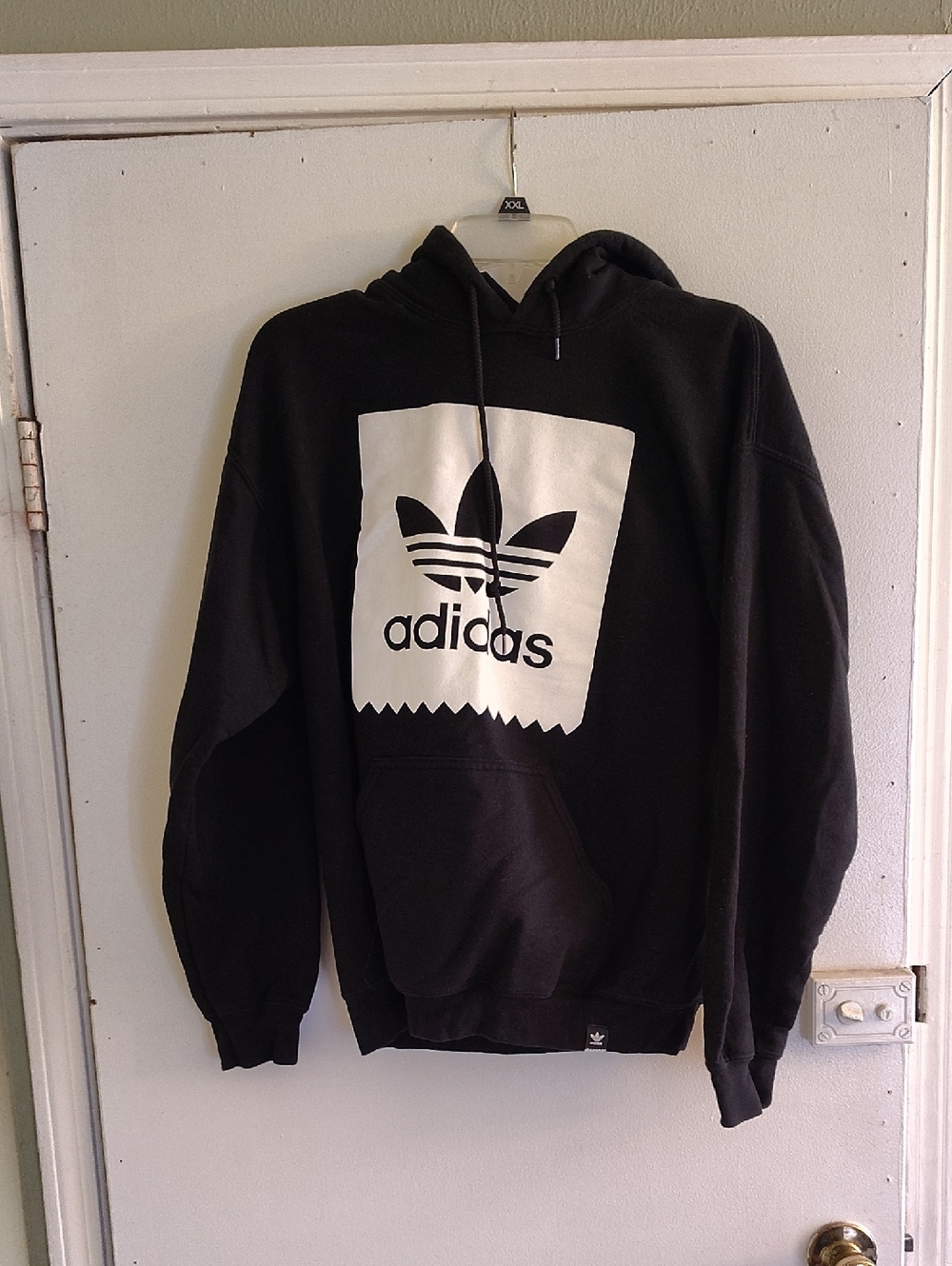 adidas Black Hoodie with White Trefoil Graphic